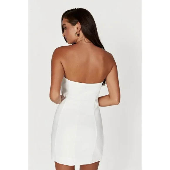 Meshki Brooks Rose Strapless Mini Dress White Size S | Floral Appliqué‎ Bridal - Picture 4 of 8